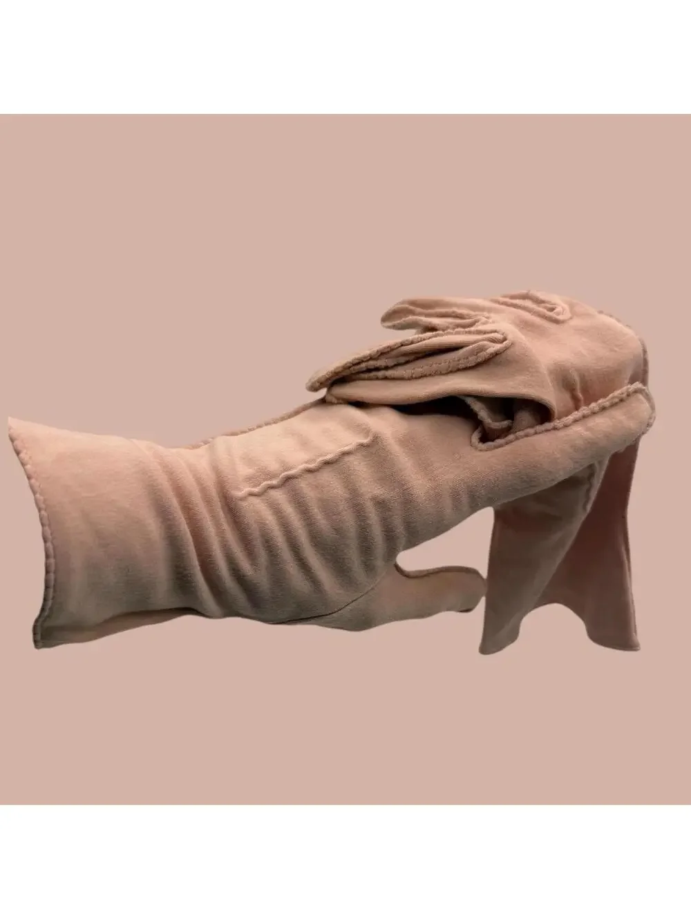 Vintage Van Raalte Amersuede Gloves, Dusty Rose, Gauntlet, Hand Sewn, Size 7